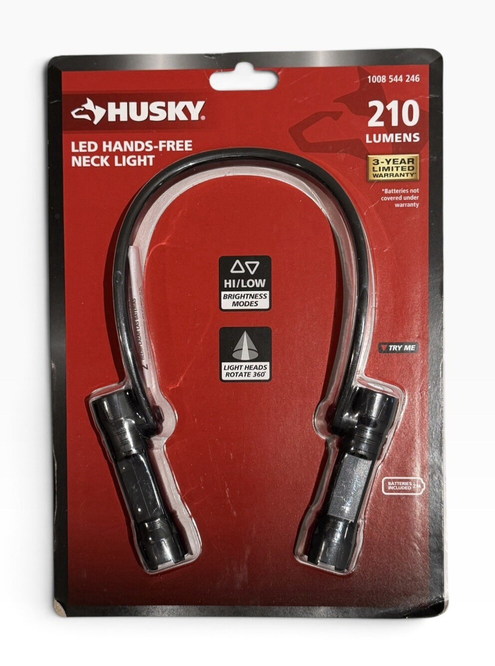 210 Lumens Wearable Neck Light Hands-Free LED Worklight Water Resistant Husky